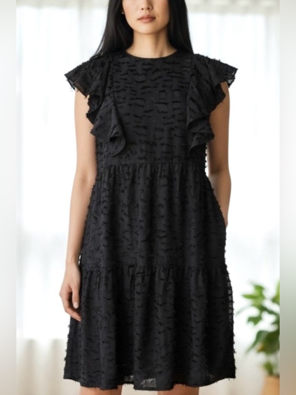 Crosby by Mollie Burch JoeJoe Dress Women’s Size S Flutter Sleeves Midi Cocktail